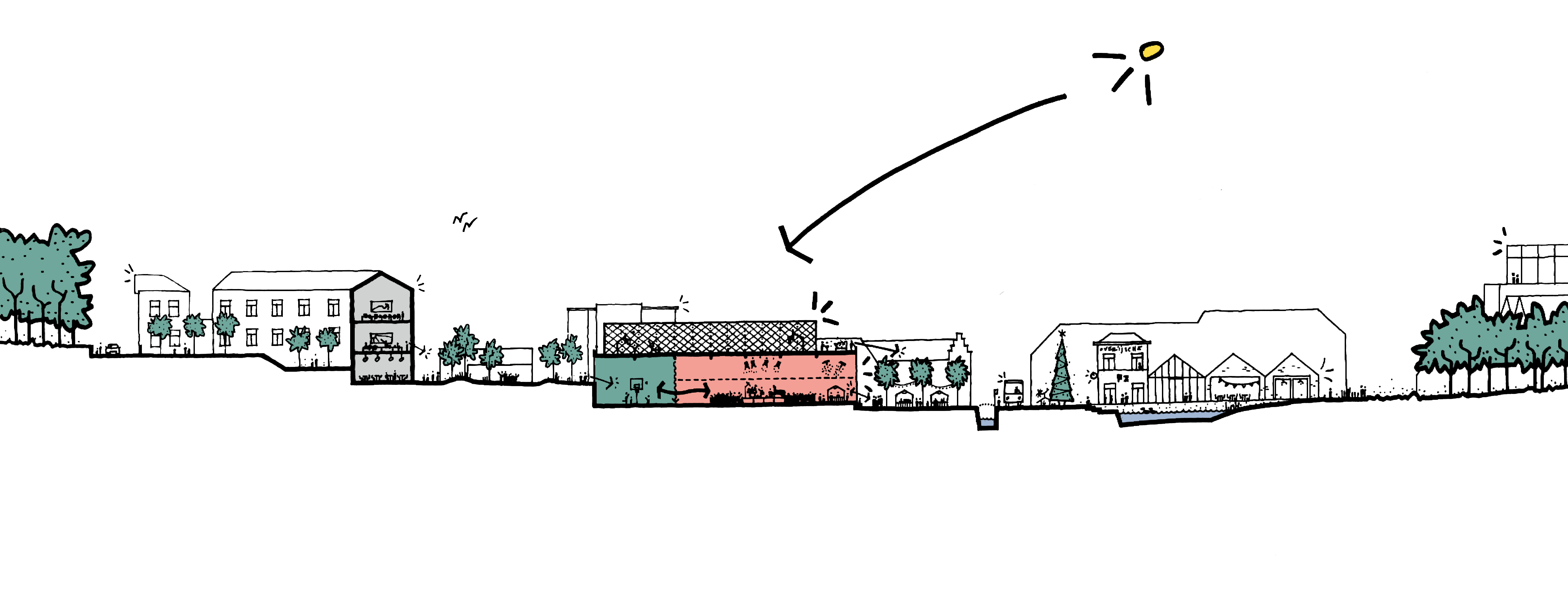 2023 41 Overijse Markthalsite Langssnede concept section