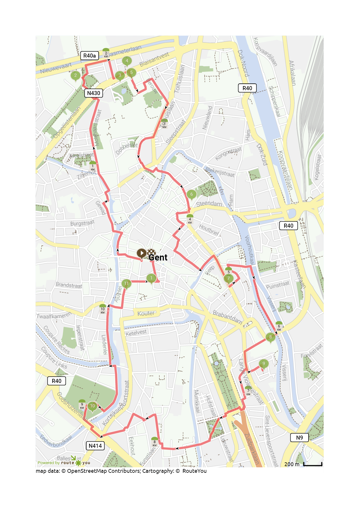 Stadswandeling kaart