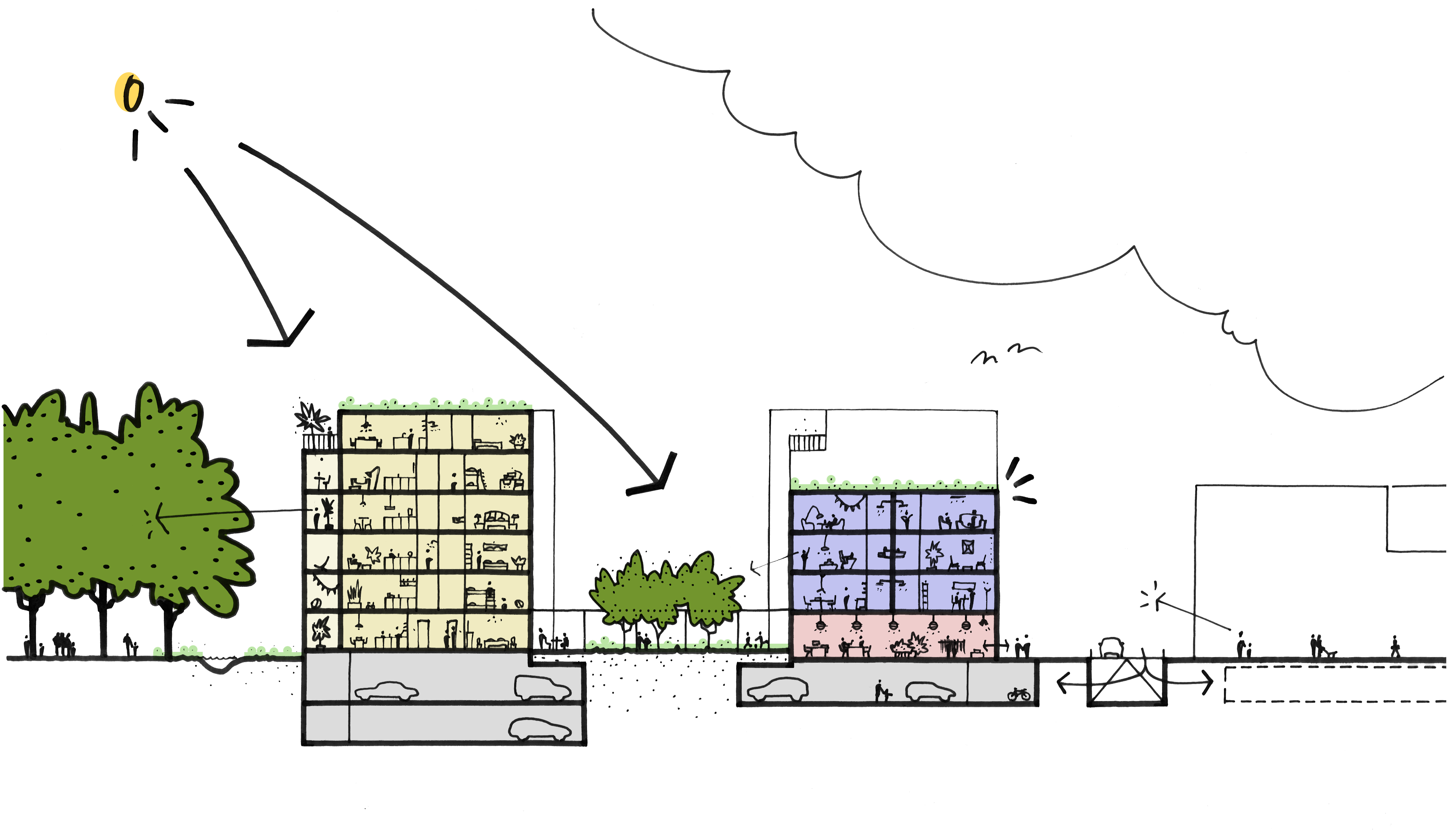 2021 02 Beveren Gravenplein schets copyright B architecten