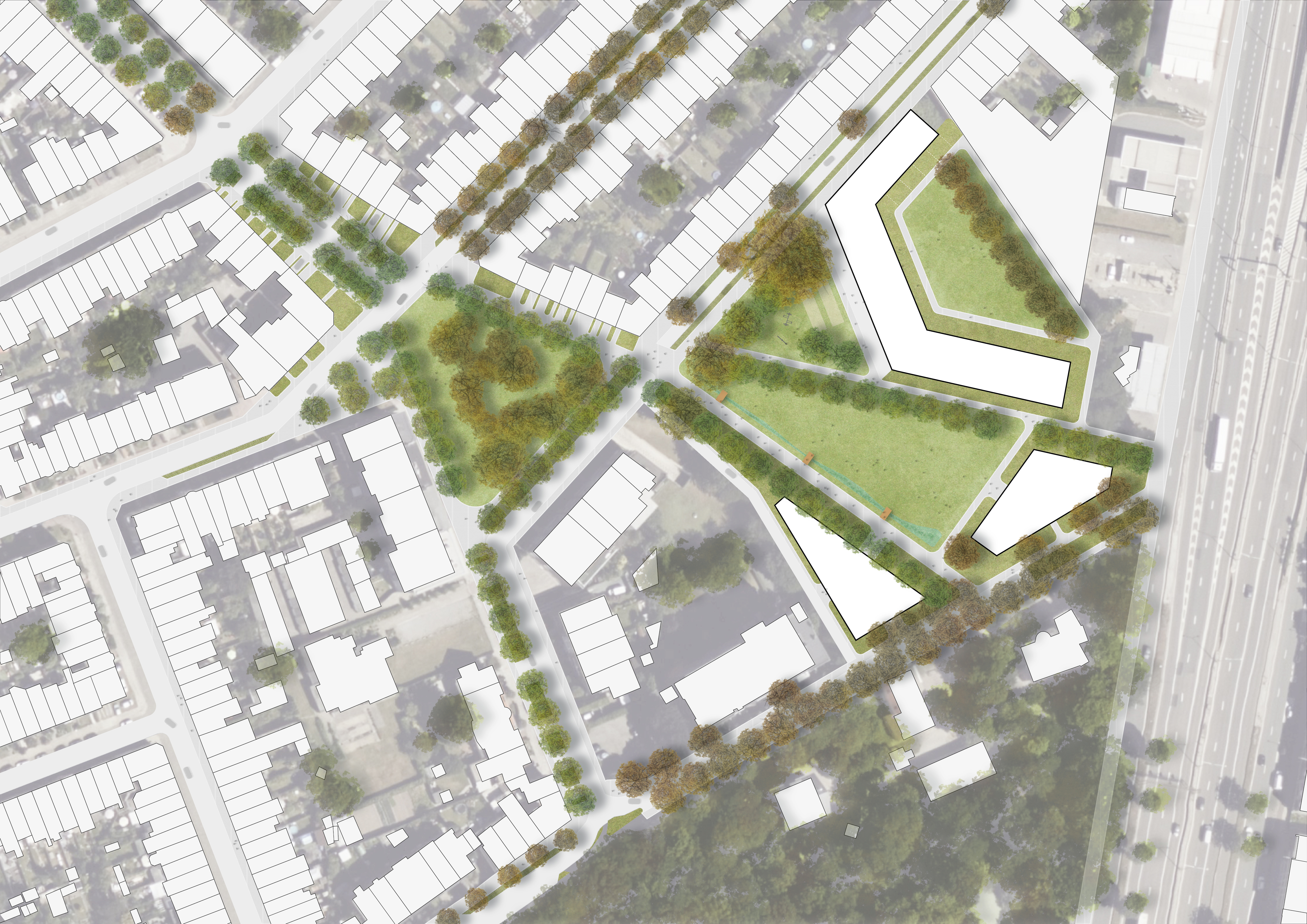 B city Grondplan Maquette Metbomen 1a1000