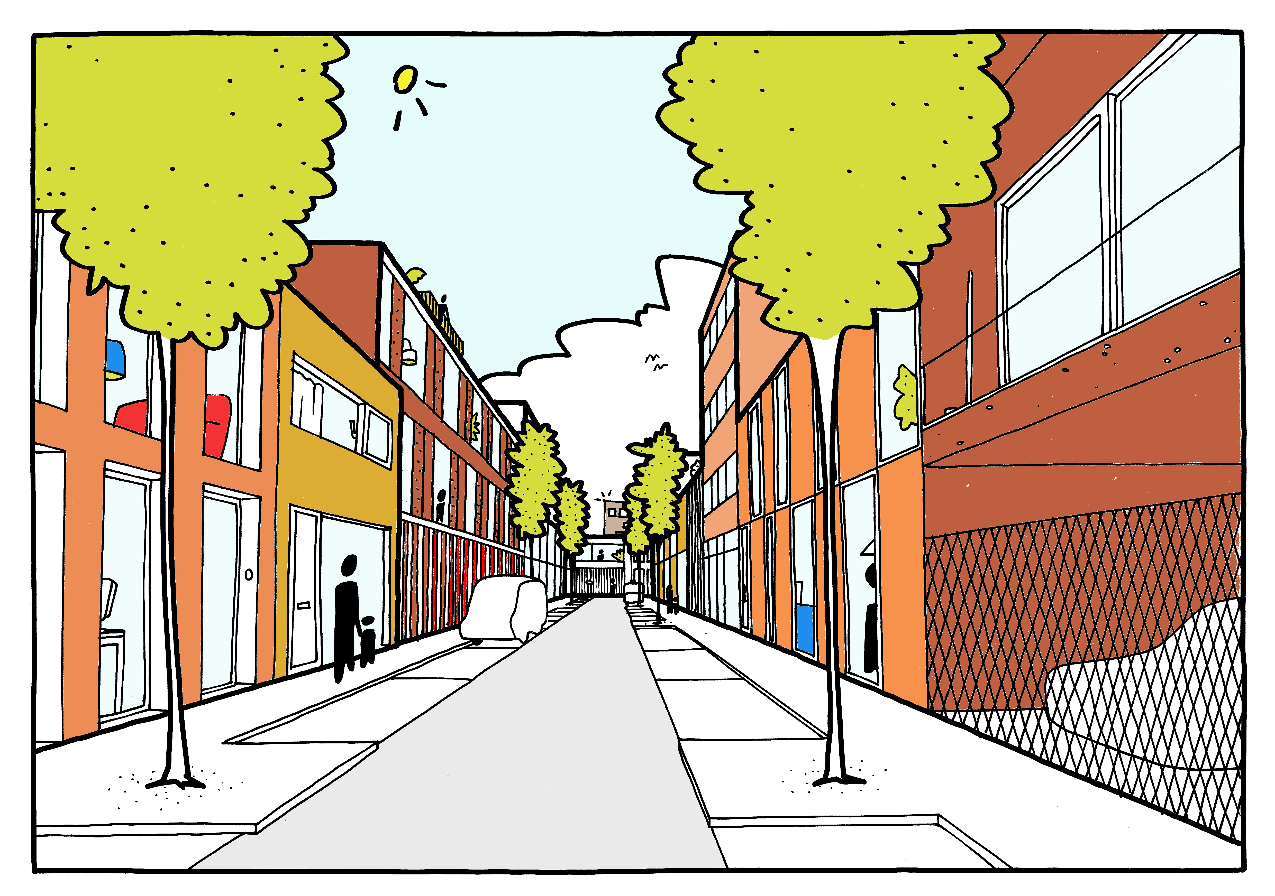 Copyright B architecten and Bureau BB schets straat