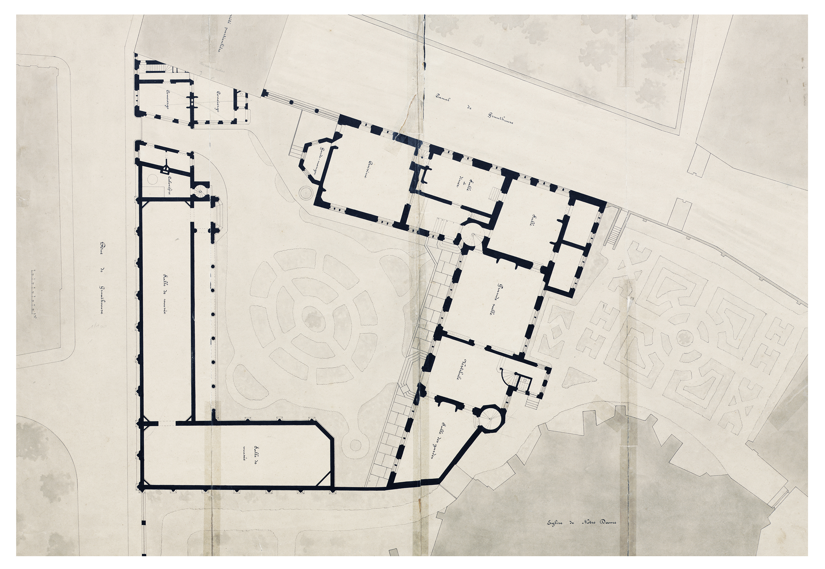 Historische ontwerptekening inplanting archief Agentschap Onroerend Erfgoed