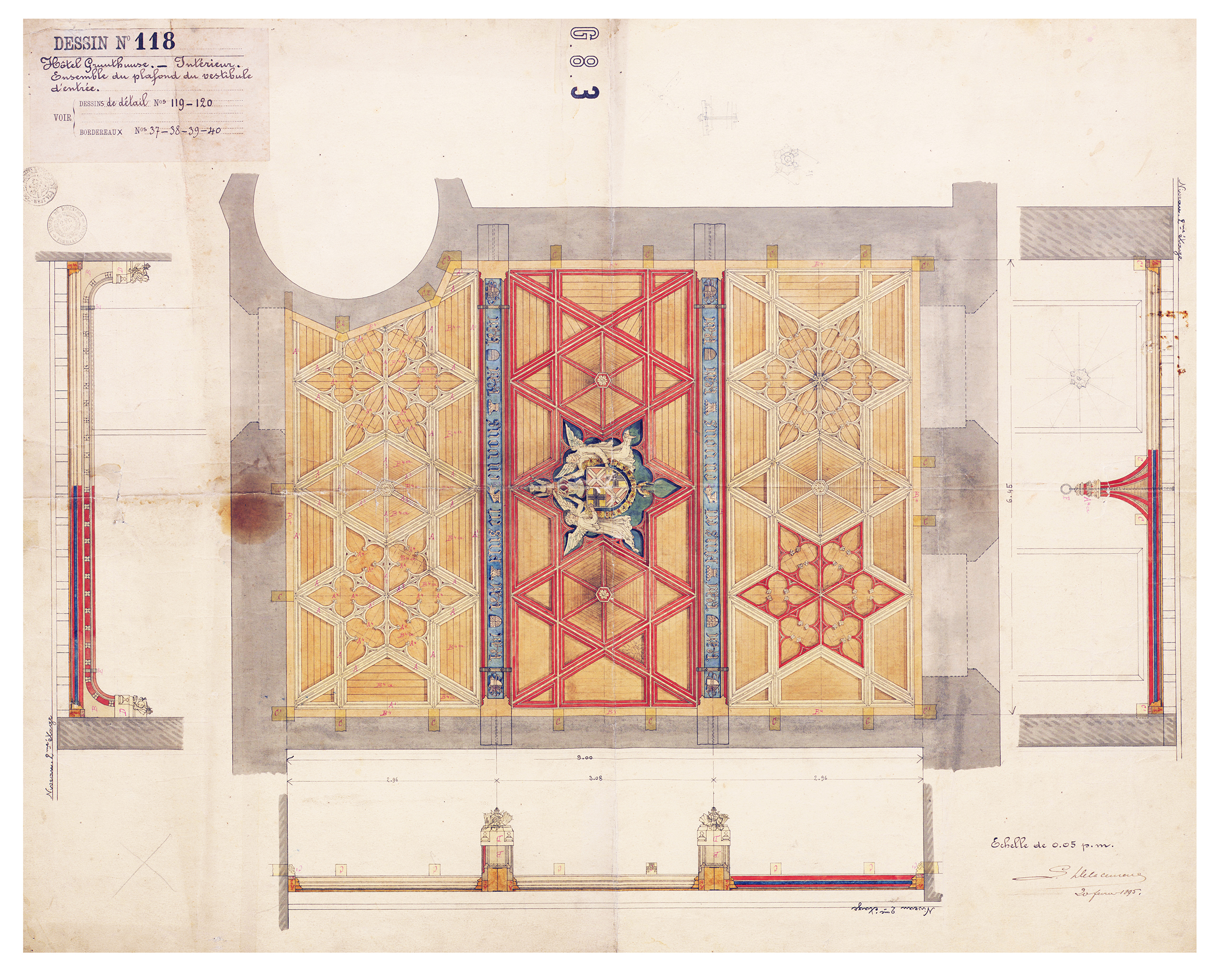 Plan 05 ontwerptekening louis delacenserie sierplafond 1895
